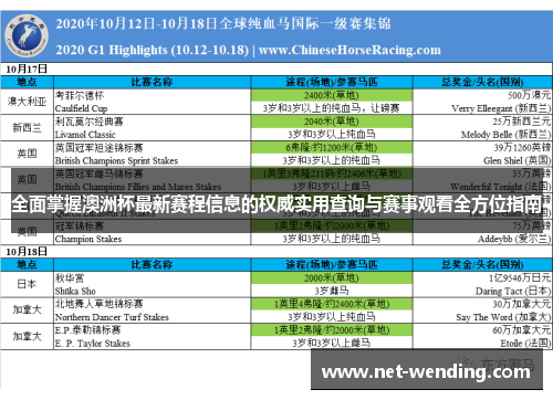 全面掌握澳洲杯最新赛程信息的权威实用查询与赛事观看全方位指南